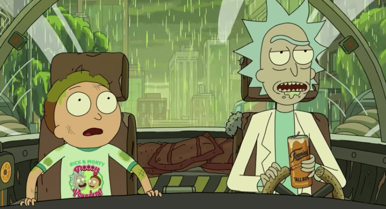 Rick y Morty en la lluvia ácida