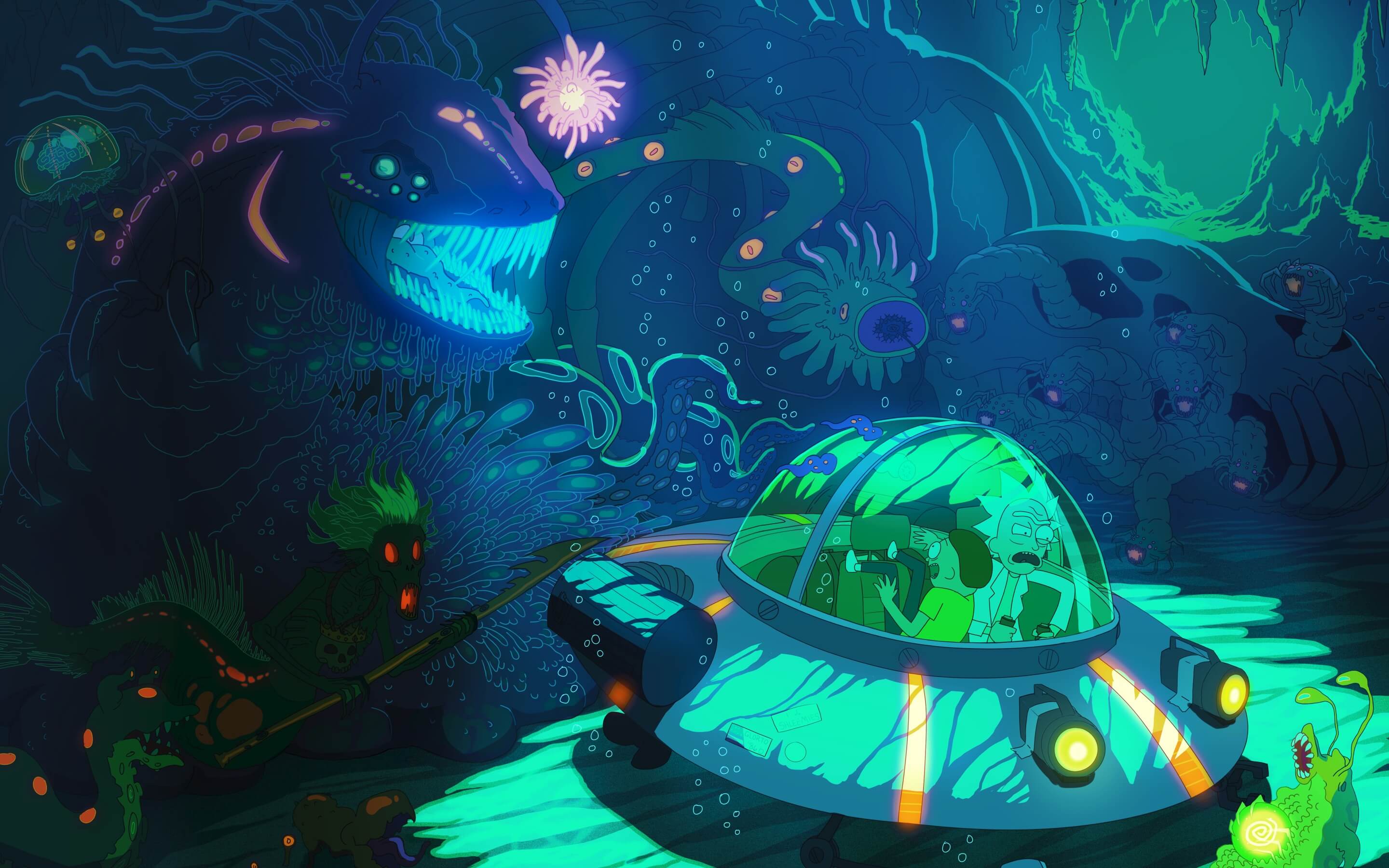 Rick y Morty en las profundidades del oceano